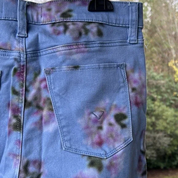 Hudson Barbara High Waist Skinny Ankle Jeans Pant Blue Blurred Floral USA Sz 28 - Picture 15 of 16